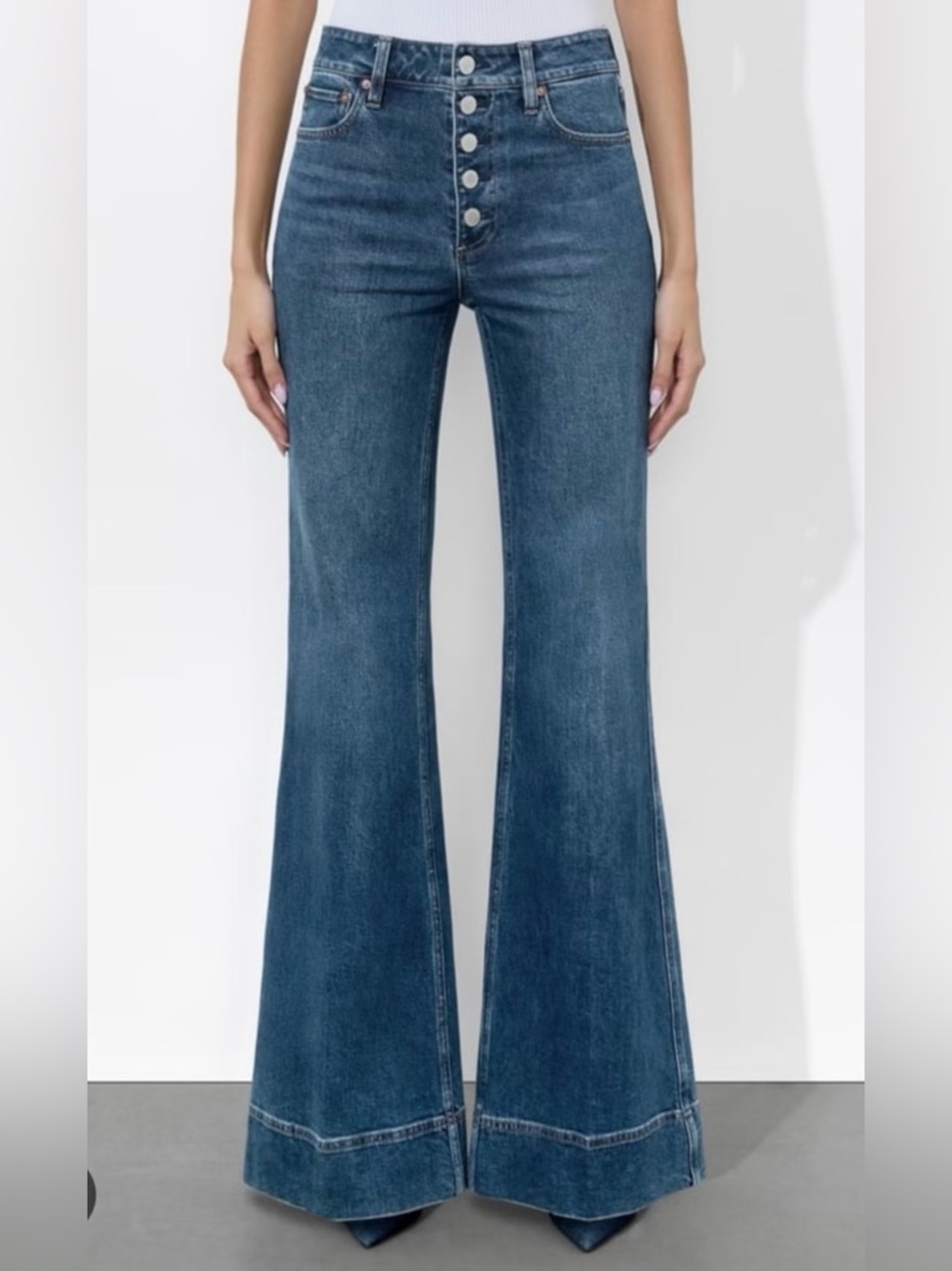 Alice + Olivia Flare Button Jeans